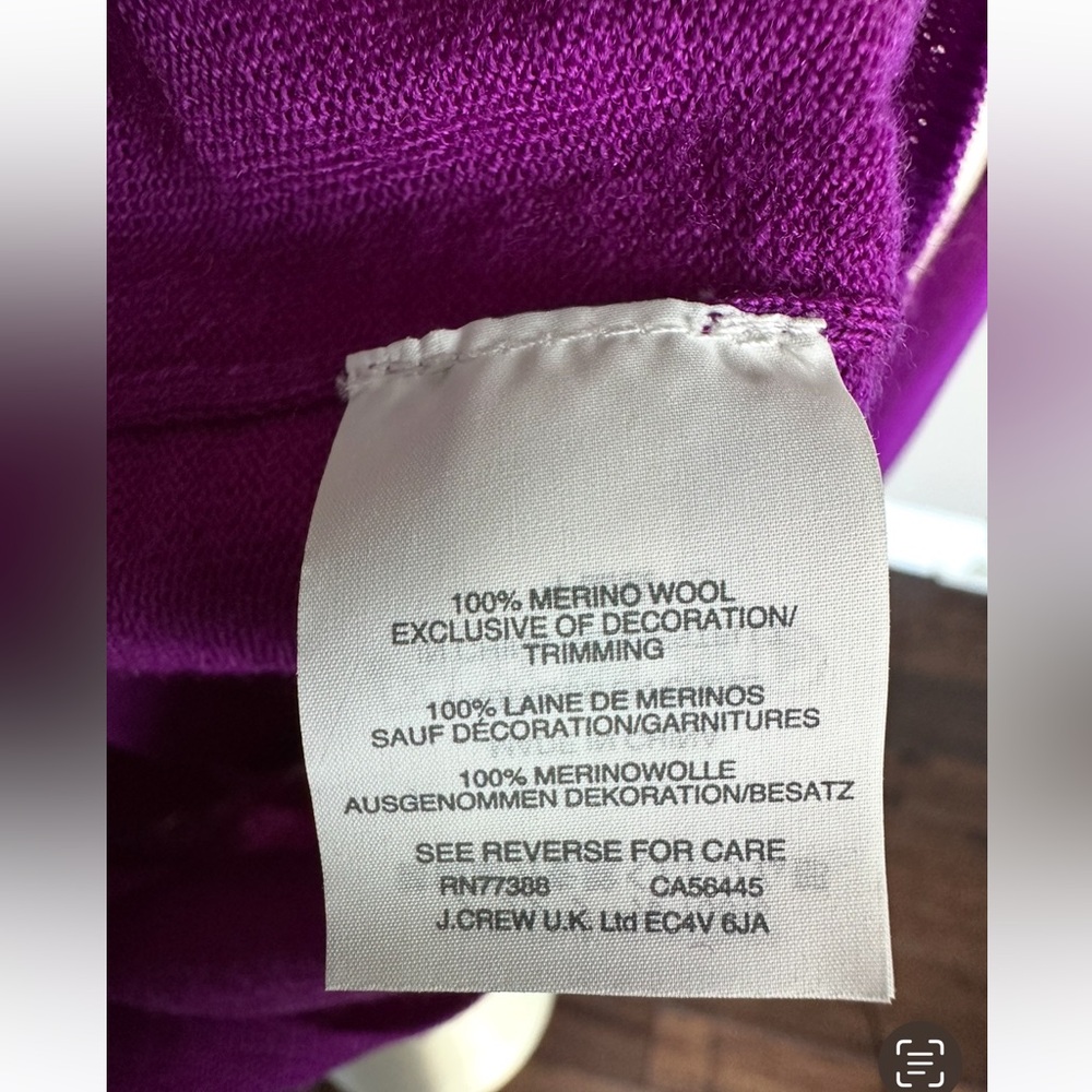 J. Crew Ruffle Turtleneck 100% Merino Wool Purple Womens XL - Picture 6 of 9